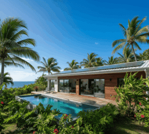 Maison moderne en Outre-mer illustrant un projet immobilier et la possibilité d’obtenir un crédit en Outre-mer