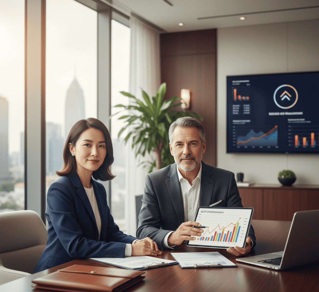 investisseur accompagné par un conseiller financier pour investir dans des SCPI à crédit