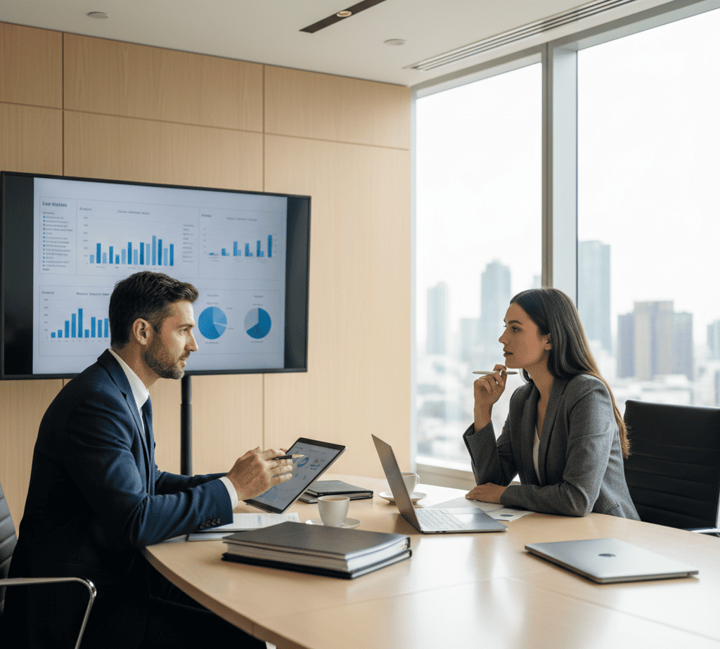 Conseiller Finexy et client pour une demande de prêt de trésorerie hypothécaire