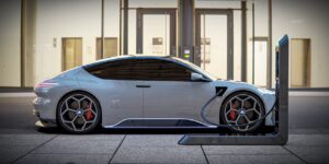 Photo d'une voiture électrique, en charge.